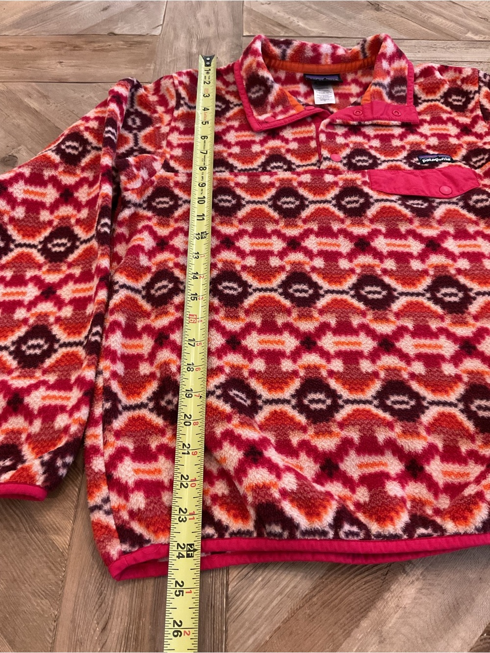 Patagonia Synchilla Snap-T Fleece Pullover Aztec Print Pink Orange - Picture 7 of 8